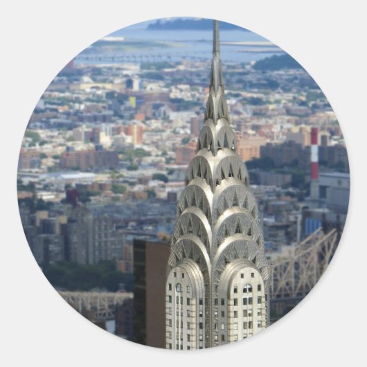Net zoals het Chrysler-gebouw Ronde Sticker (Voorkant)