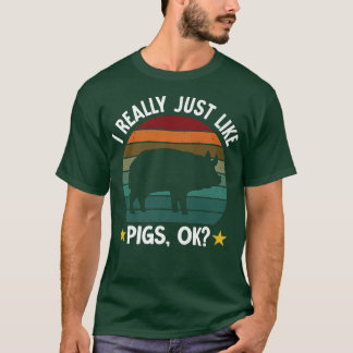 Net zoals varkensstapel Funny Boerderij Farmer Pig T-shirt