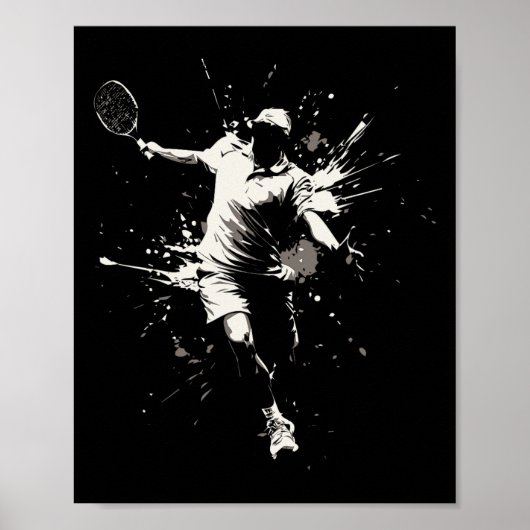 Netall Court Game Paint Splash Dminton Player Boy Poster (Voorkant)