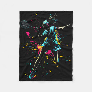Netall Court Game Paint Splash Dminton Player Girl Fleece Deken