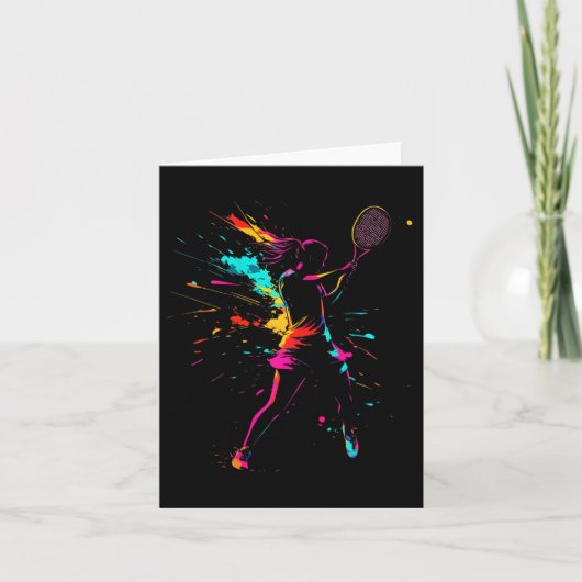 Netall Court Game Paint Splash Dminton Player Girl Kaart (Voorkant)