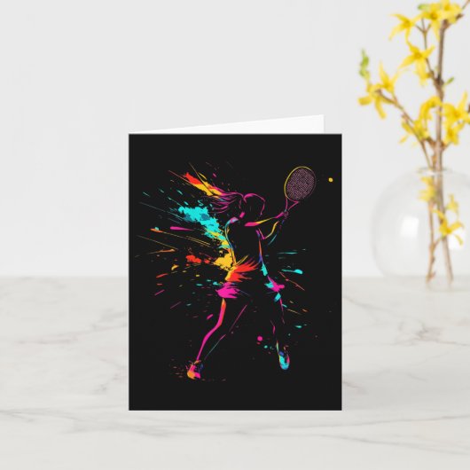 Netall Court Game Paint Splash Dminton Player Girl Kaart (Gele Bloem)