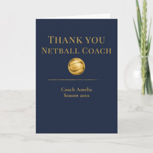 Netbalcoach Elegant Navy Goud Team Waardering Bedankkaart