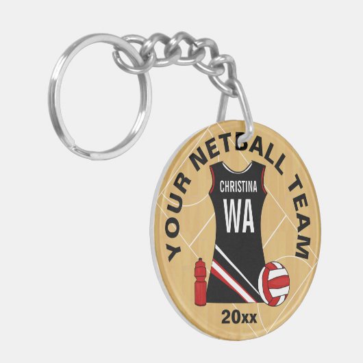 netball acryl sleutelhanger (Voorkant Links)