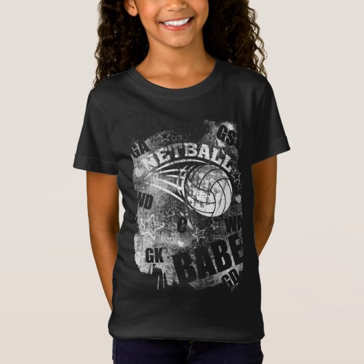 Netball Babe, Black Grunge Netball T-shirt (Voorkant)