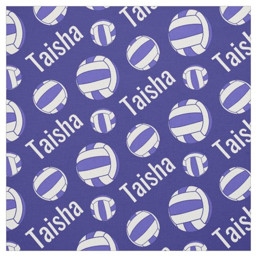 Netball blauw wit naam sport patroon stof (Swatch)