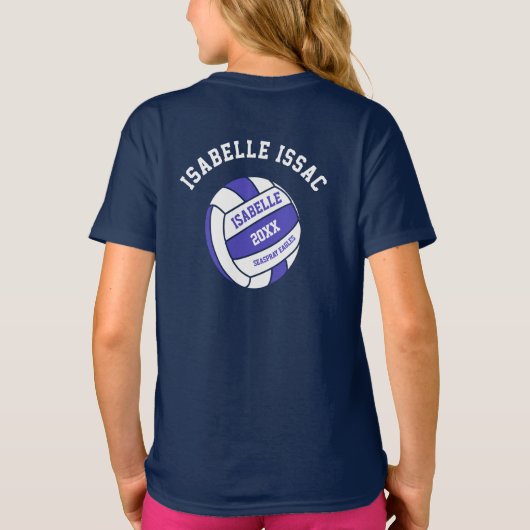 Netball blauw wit uit teamspeler T-Shirt (Achterkant)