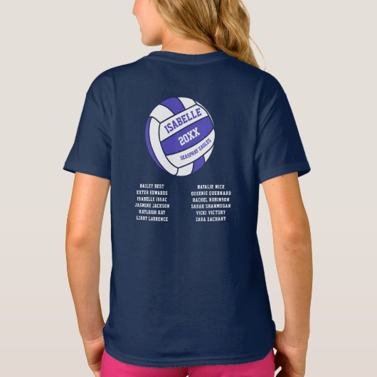 Netball blue white out teamnamen T-Shirt (Achterkant)