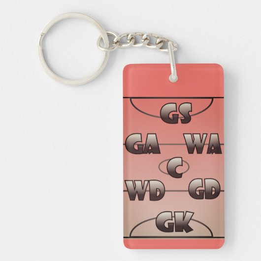 Netball Court and Player Positions Design Sleutelhanger (Voorkant)