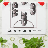 Netball Court en Positions Heart Design Theedoek (Gevouwen)