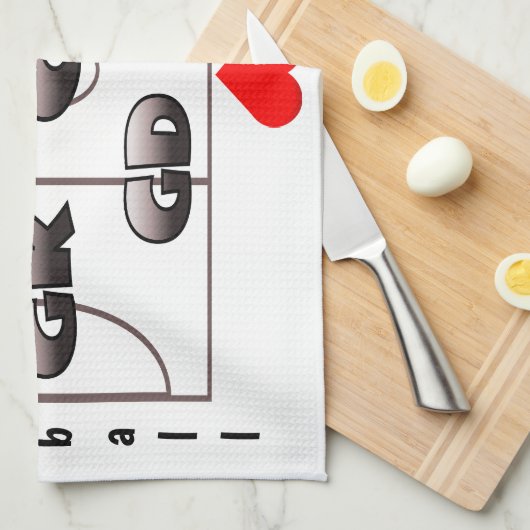 Netball Court en Positions Heart Design Theedoek (Quarter Fold)