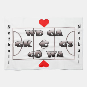 Netball Court en Positions Heart Design Theedoek
