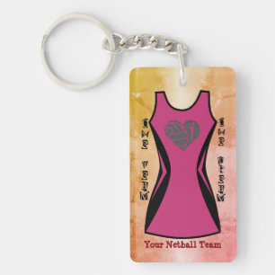 Netball Dress Gepersonaliseerde aangepaste kleur Sleutelhanger