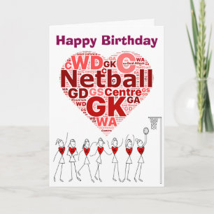 Netball Heart Posities Happy Birthday Kaart