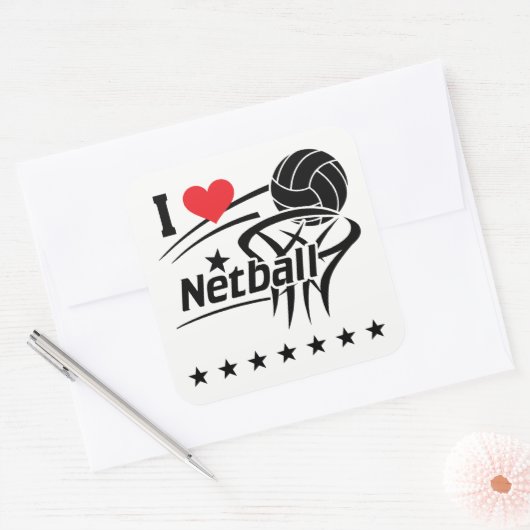 Netball, I Love Netball, Sticker (Envelop)