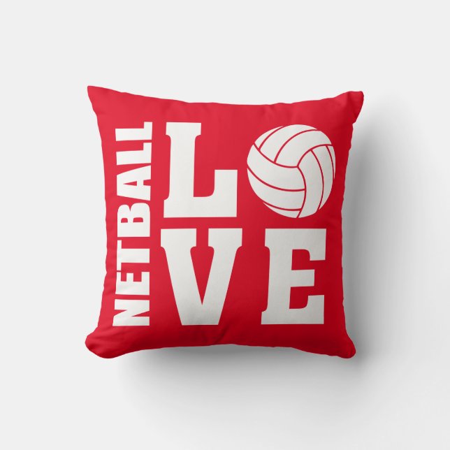 Netball Love Red Netball Kussen (Voorkant)