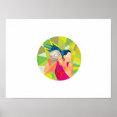 Netball Player Ball rebound Low Veelhoek Poster (Voorkant)