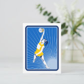 netball player die de bal vangt briefkaart (Staand voorkant)