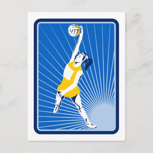 netball player die de bal vangt briefkaart (Voorkant)