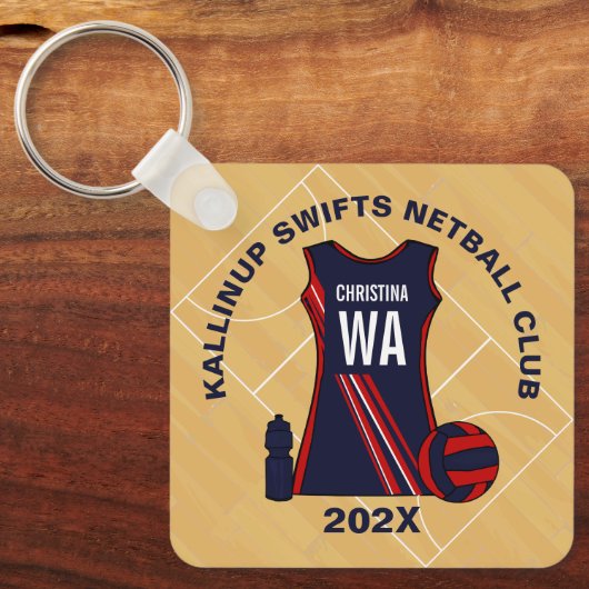 Netball Player Team Sleutelhanger (Voorkant)