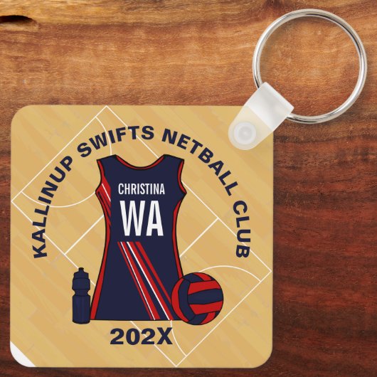 Netball Player Team Sleutelhanger (Achterkant)
