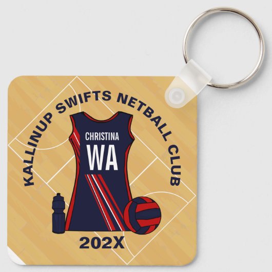 Netball Player Team Sleutelhanger (Achterkant)
