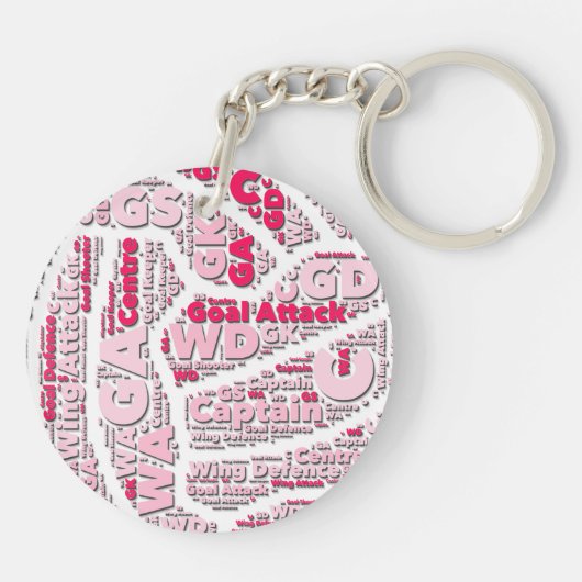 Netball Posities Typografie Ball Design Sleutelhanger (Achterkant)