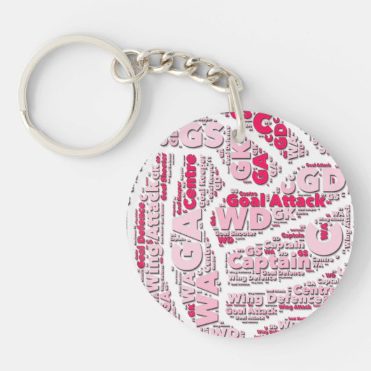 Netball Posities Typografie Ball Design Sleutelhanger (Voorkant)