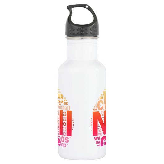 Netball Posities Typografie Design Waterfles (Achterkant)
