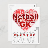 Netball Posities Typografie Hartontwerp Briefkaart (Voorkant / Achterkant)