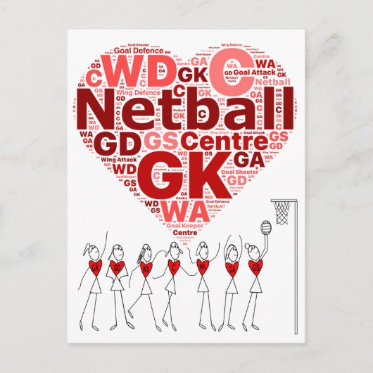 Netball Posities Typografie Hartontwerp Briefkaart (Voorkant)