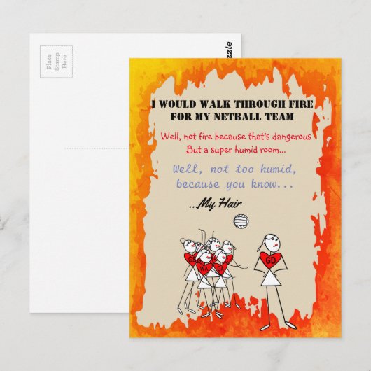Netball Positioneert-stickfiguren met grappige pri Briefkaart (Voorkant / Achterkant)