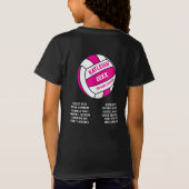 Netball roze witte uit teamnamen t-shirt (Achterkant)