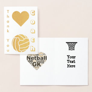 Netball speler coach bedankt goud folie kaarten