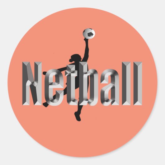 Netball speler en dimensionale naam, ronde sticker (Voorkant)