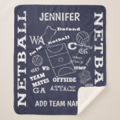Netball speler krijtbord stijl sherpa deken (Voorkant)