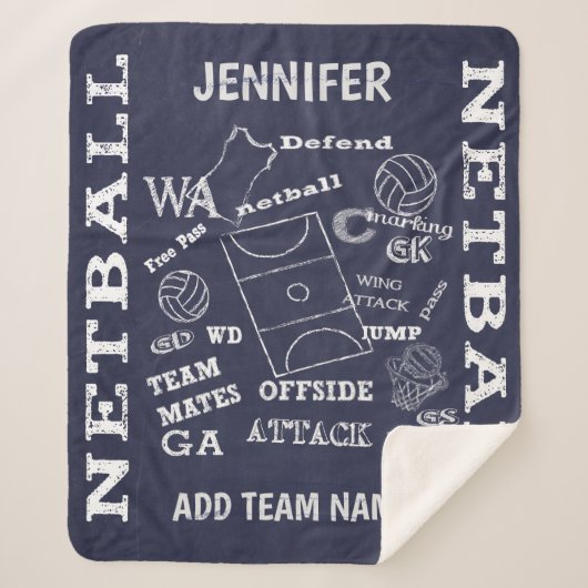 Netball speler krijtbord stijl sherpa deken (Voorkant)
