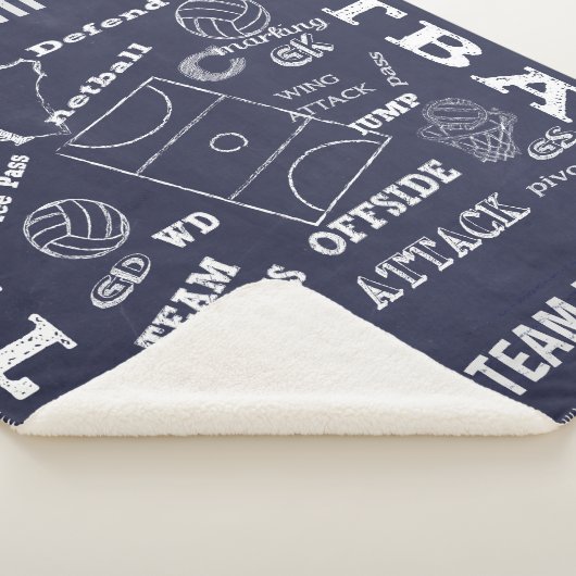 Netball speler krijtbord stijl sherpa deken (3/4)