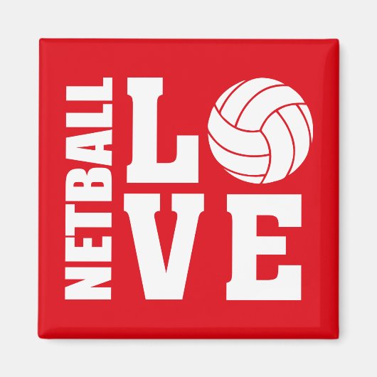 Netball-spelers, Red Netball Love Magneet (Voorkant)