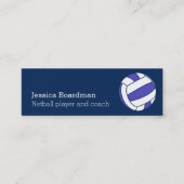 Netball sportspeler: blauw wit mini visitekaartje (Voorkant)