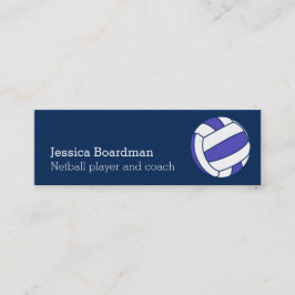 Netball sportspeler: blauw wit mini visitekaartje