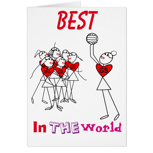 Netball Stick Figures Heart Design (Voorkant)