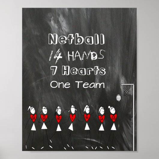 Netball Team Positioneert Tik Figuren en Citaat Poster (Voorkant)