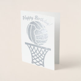 Netball thema bal ontwerp Happy Birthday Folie Kaarten