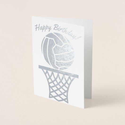 Netball thema bal ontwerp Happy Birthday Folie Kaarten (Voorkant)