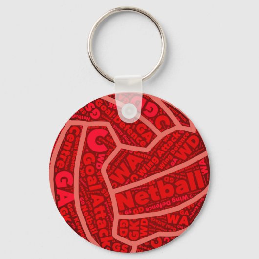 Netball Thleed Red Typography Ball Design Sleutelhanger (Voorkant)