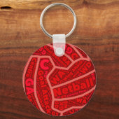 Netball Thleed Red Typography Ball Design Sleutelhanger (Voorkant)