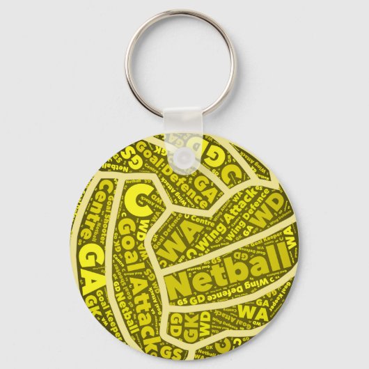 Netball Thlegeel Typografische Ball-ontwerp Sleutelhanger (Voorkant)