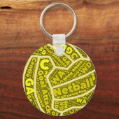 Netball Thlegeel Typografische Ball-ontwerp Sleutelhanger (Voorkant)