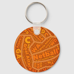 Netball THMED Oranje Ball-ontwerp Sleutelhanger